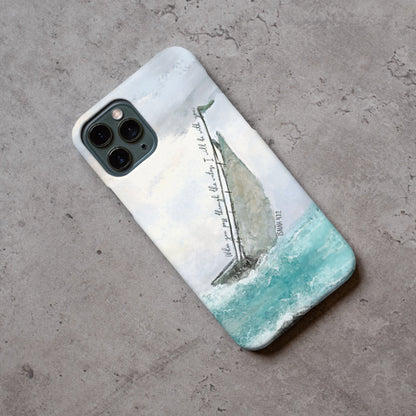 When you pass through the waters, I'll be with you Phone Case | Isaiah 43:2 Ocean themed Bible Verse Phone Case
