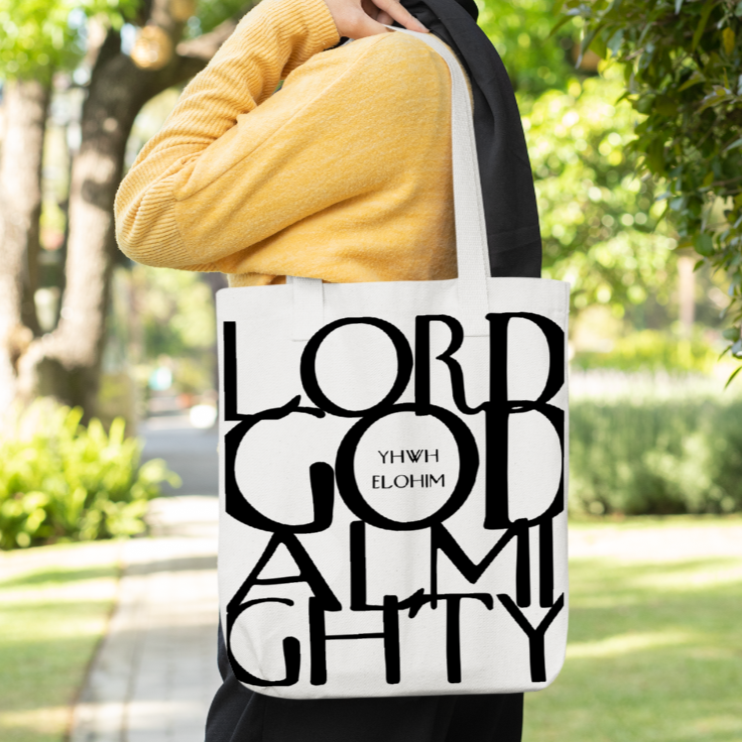 YHWH Elohim Lord God Almighty New Yorker Style Canvas Tote Bag, Christian Canvas Bag, Bible Bag