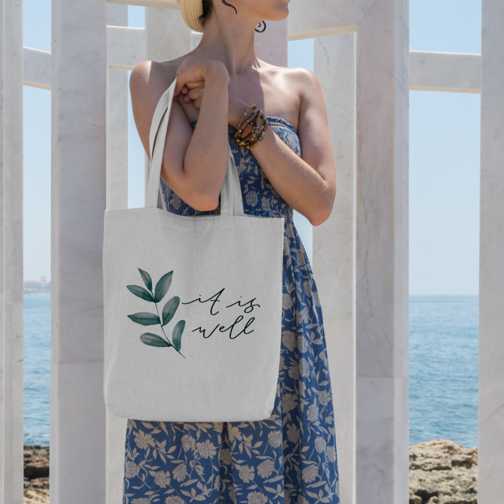 It is well with my soul Cotton Linen Tote Bag with Inner Zippered Pocket