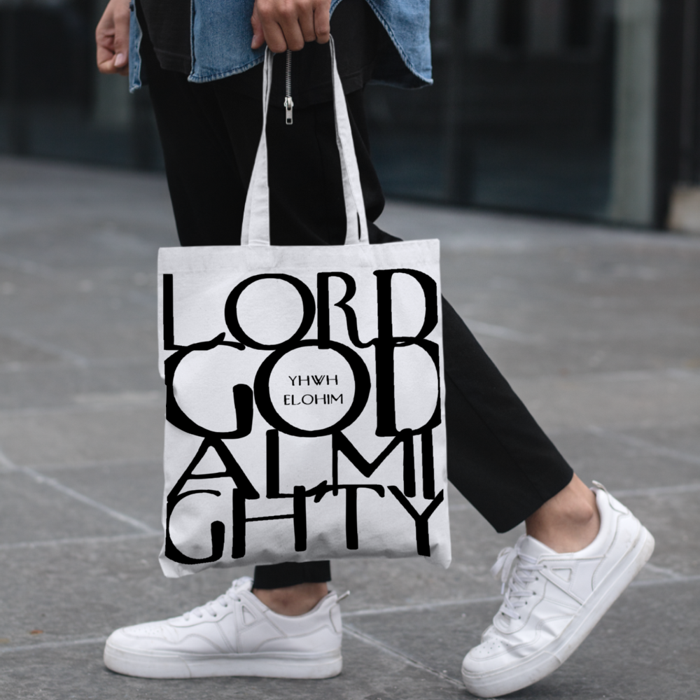 YHWH Elohim Lord God Almighty New Yorker Style Canvas Tote Bag, Christian Canvas Bag, Bible Bag