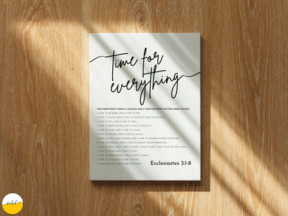 Time for Everything, Ecclesiastes 3 Bible Verse Framed Canvas Print, Christian Wall Art, Bible Verse Wall Decor