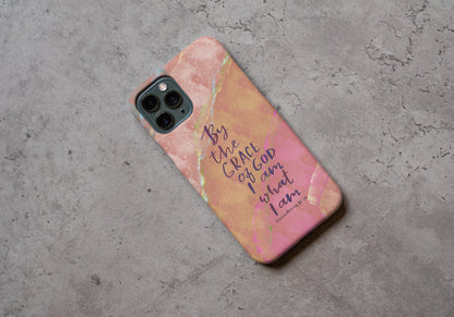 By the Grace of God, I am what I am | 1 Corinthians 15:10 Bible Verse iPhone Case, Christian Phone Cover