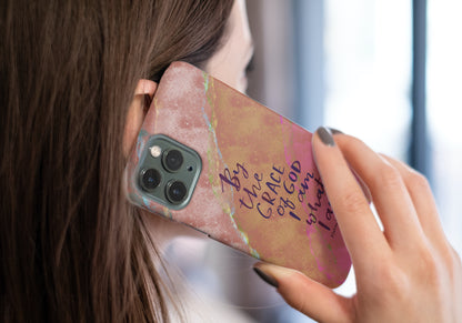 By the Grace of God, I am what I am | 1 Corinthians 15:10 Bible Verse iPhone Case, Christian Phone Cover