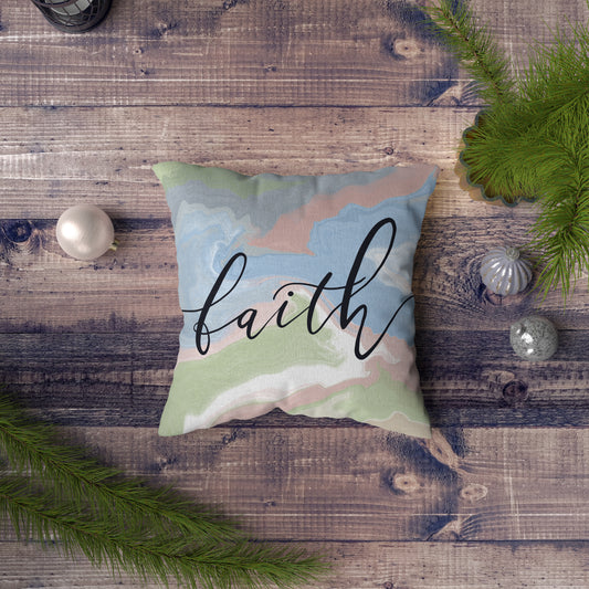 Faith Hope Love Bible Verse Pillow Case, Cushion Cover | Christian Marble Art Cushion, Home Decor