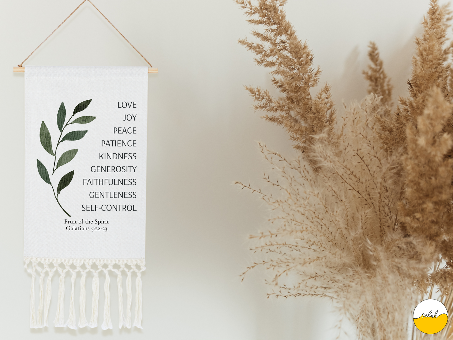 Fruits of the Spirit Tapestry | Galatians 5 22 Bible Verse Linen Wall Hanging