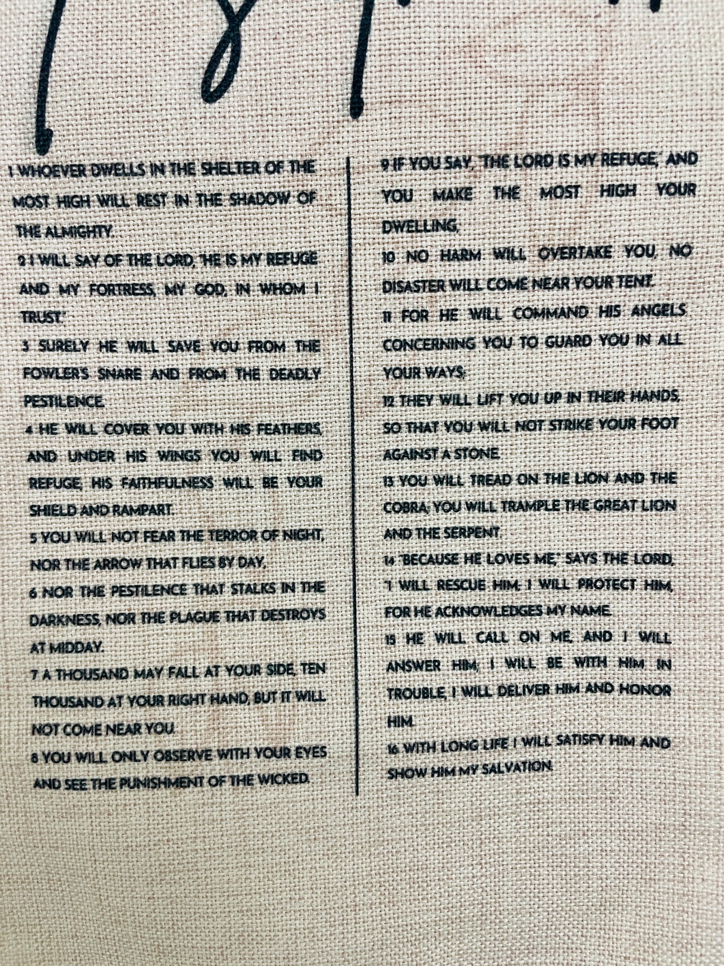 Psalm 91 Tapestry, Bible Verse Linen Tapestry with Tassel | Christian Wall Hanging