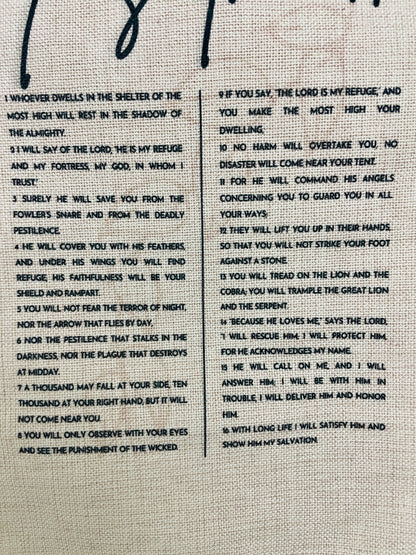 Psalm 91 Tapestry, Bible Verse Linen Tapestry with Tassel | Christian Wall Hanging