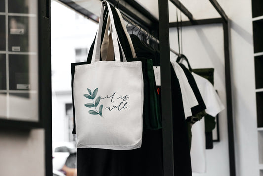 It is well with my soul Cotton Linen Tote Bag with Inner Zippered Pocket