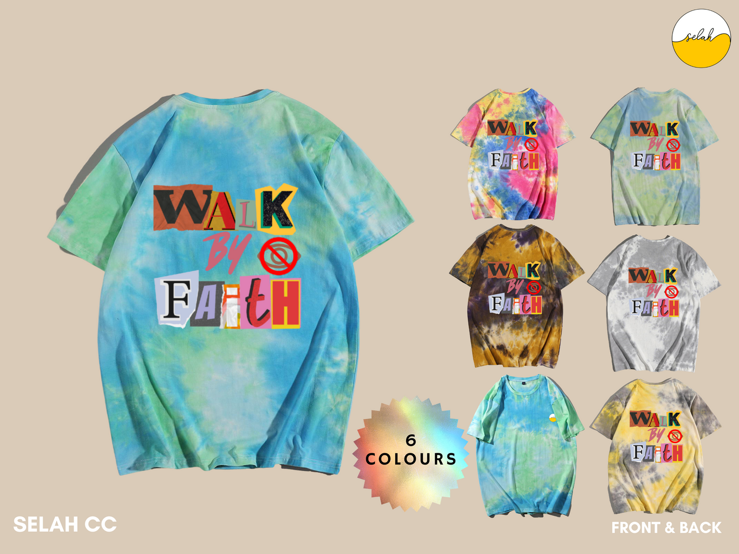 I walk by faith not by Sight Retro Tie Dye Unisex T-Shirts, 2 Corinthians 5:7 Bible Verse Shirt
