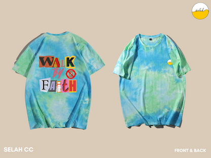 I walk by faith not by Sight Retro Tie Dye Unisex T-Shirts, 2 Corinthians 5:7 Bible Verse Shirt