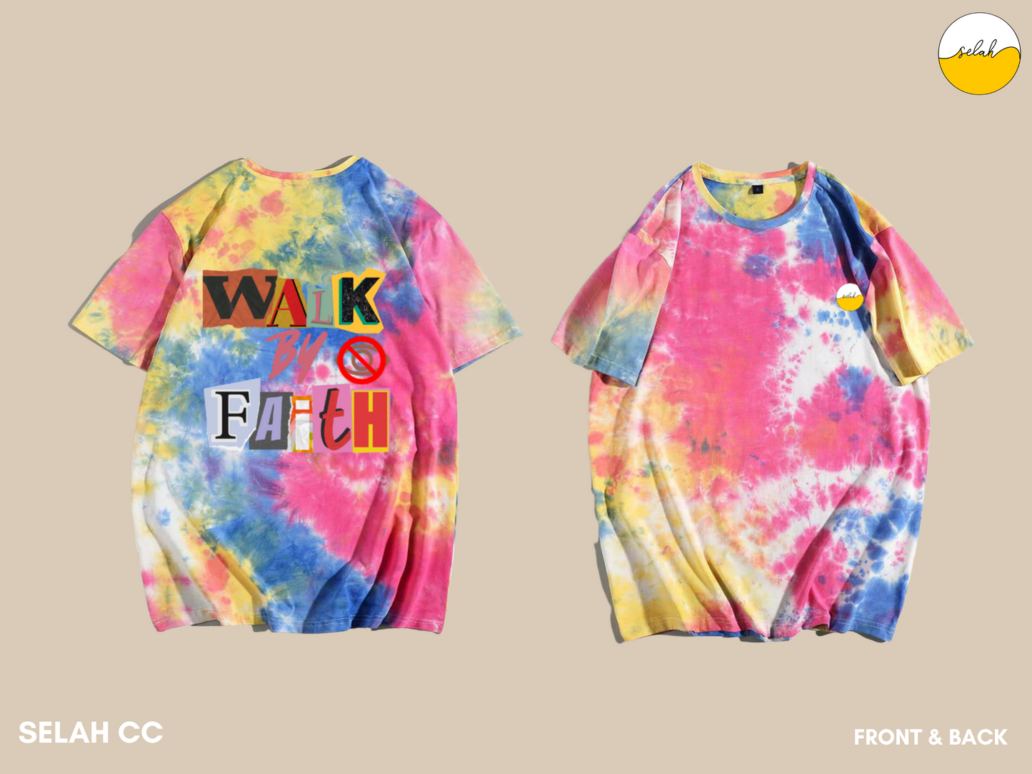 I walk by faith not by Sight Retro Tie Dye Unisex T-Shirts, 2 Corinthians 5:7 Bible Verse Shirt