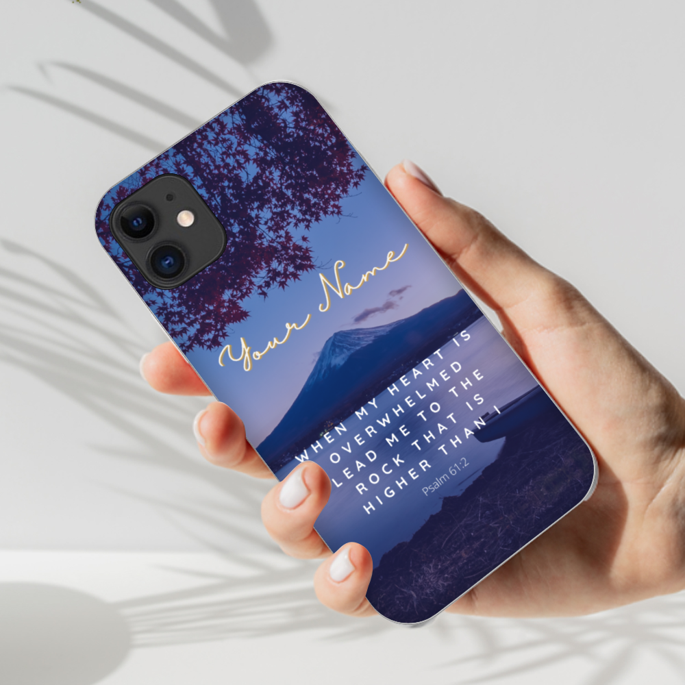 Rock Higher Than I Psalm Bible Verse iPhone Case | Christian Scripture Case for iPhone 11, iPhone 12, iPhone 13 | Psalm iPhone Case