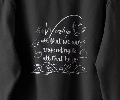 Selah Define Worship Sweatshirt with Modern Christian Doodle Art