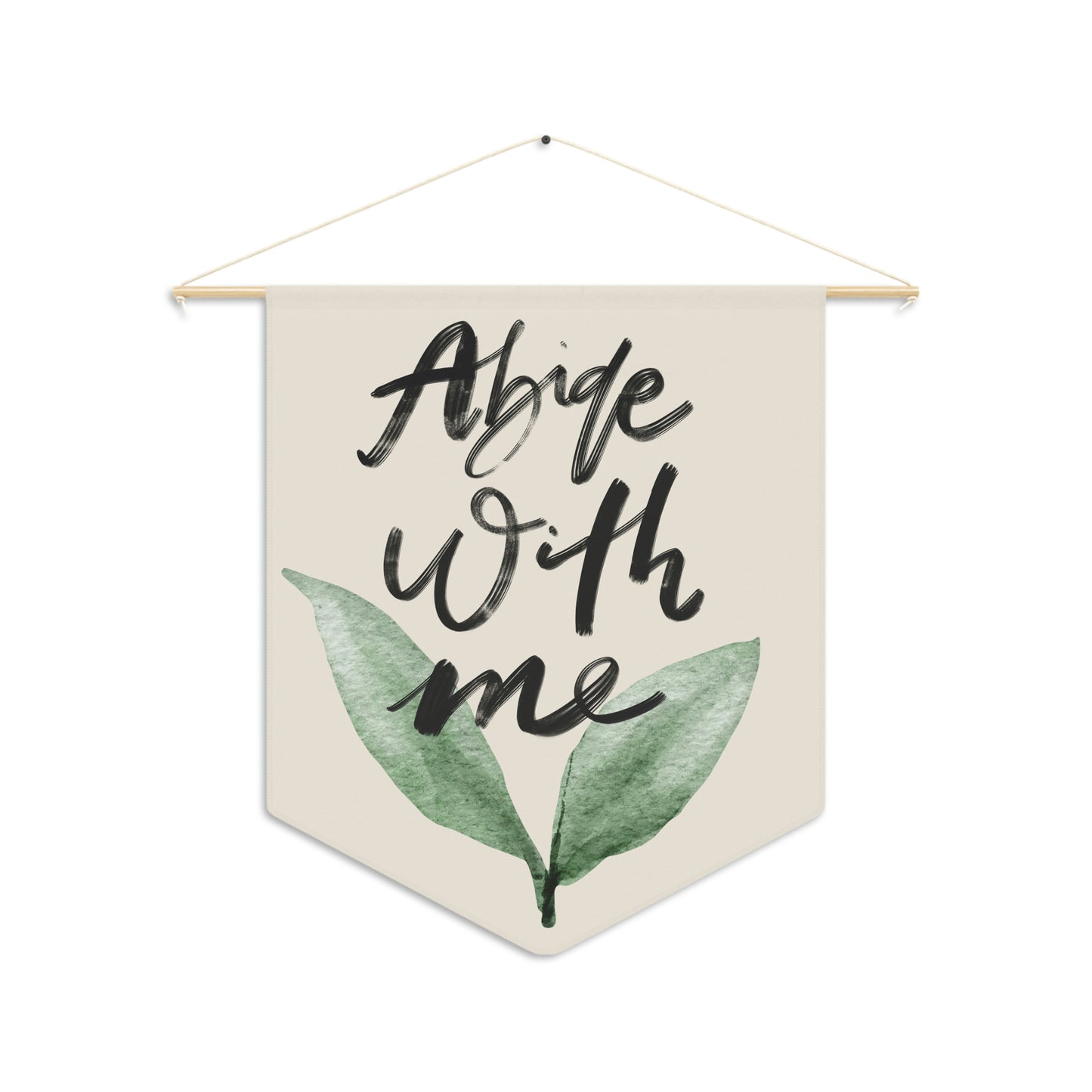 Abide with me Beige Pennant, Bible Verse Wall Tapestry Pennant with Wood dowel and Twine Frame