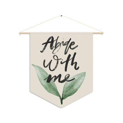 Abide with me Beige Pennant, Bible Verse Wall Tapestry Pennant with Wood dowel and Twine Frame